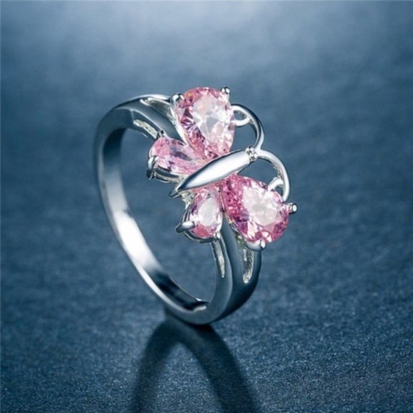 Beautiful 925 Silver Pink Sapphire Ring New